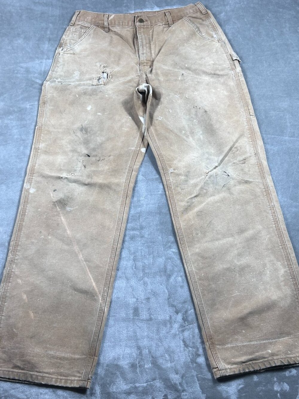 Carhart Work Pants Men's 36x34 Brown B11 Duck Canvas Utility Durable Distressed